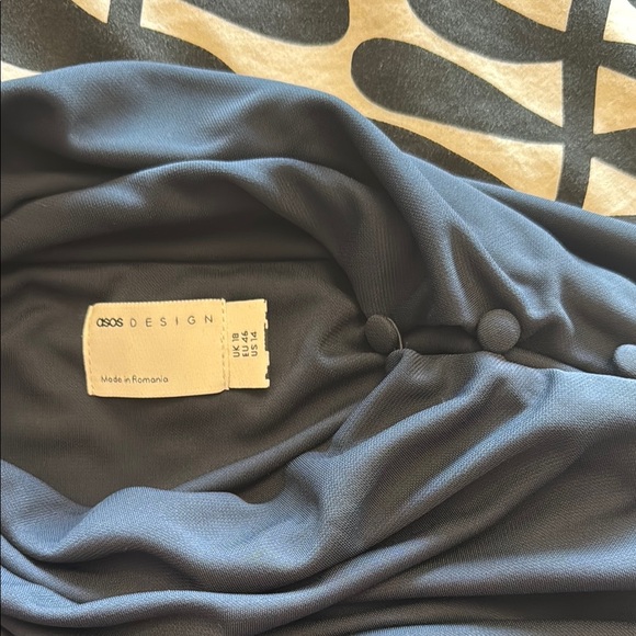 🆕 listing! ASOS Blue Ruched Long Sleeve Gown - Picture 3 of 12